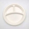 biodegradable sugar cane 9"3 Compartment Plate dining hall